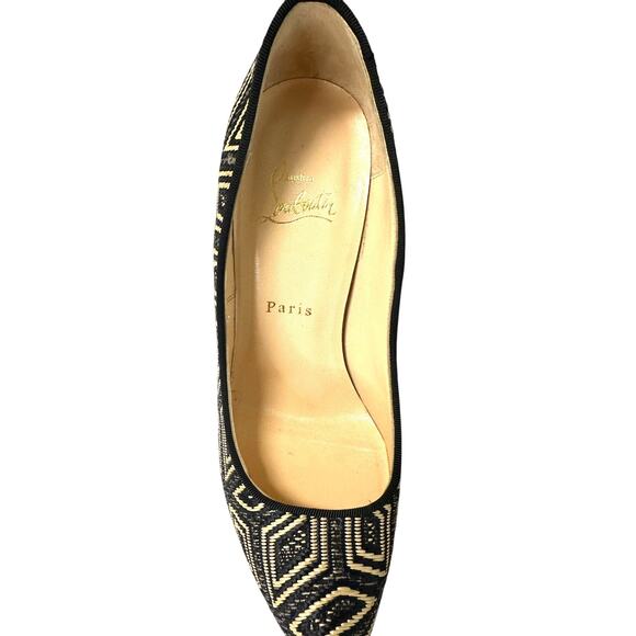 Christian Louboutin Daffodile 160 Platform Pumps Panama Black Cream 38.5 - Picture 6 of 14